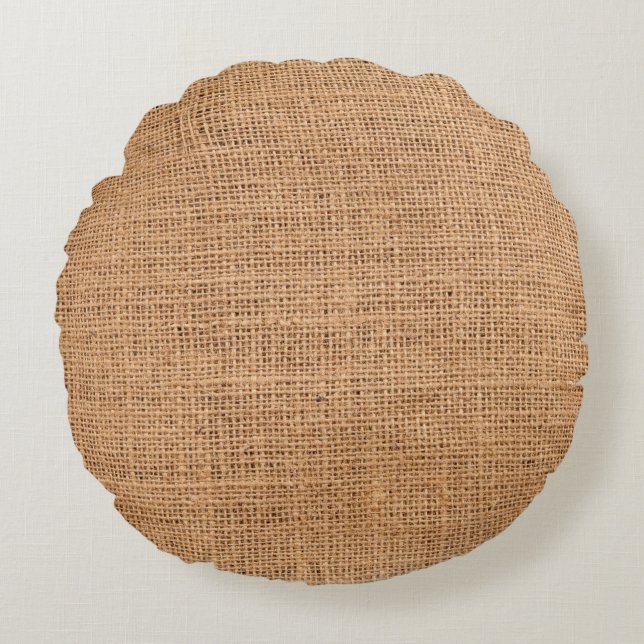 Texture fabric burlap background round cushion (Front)