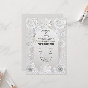 Texture Floral Nikah Islamic Wedding Invitation
