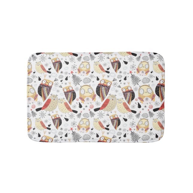 Texture funny owl bath mat (Front)