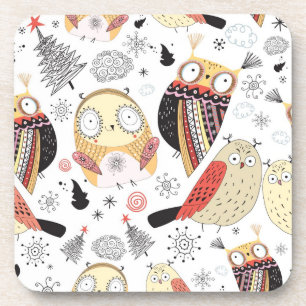 Texture funny owl coaster