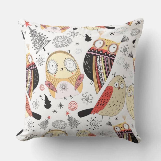 Texture funny owl cushion (Front)