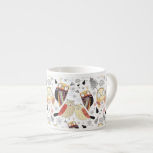 Texture funny owl espresso cup