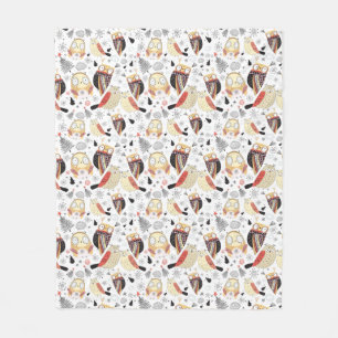Texture funny owl fleece blanket