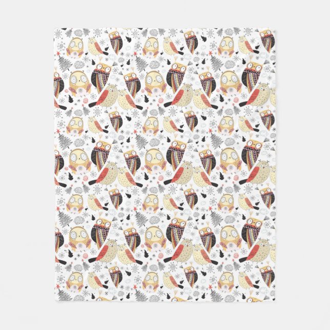 Texture funny owl fleece blanket (Front)
