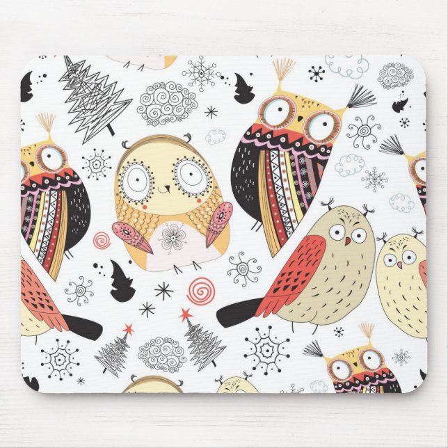 Texture funny owl mouse pad (Front)
