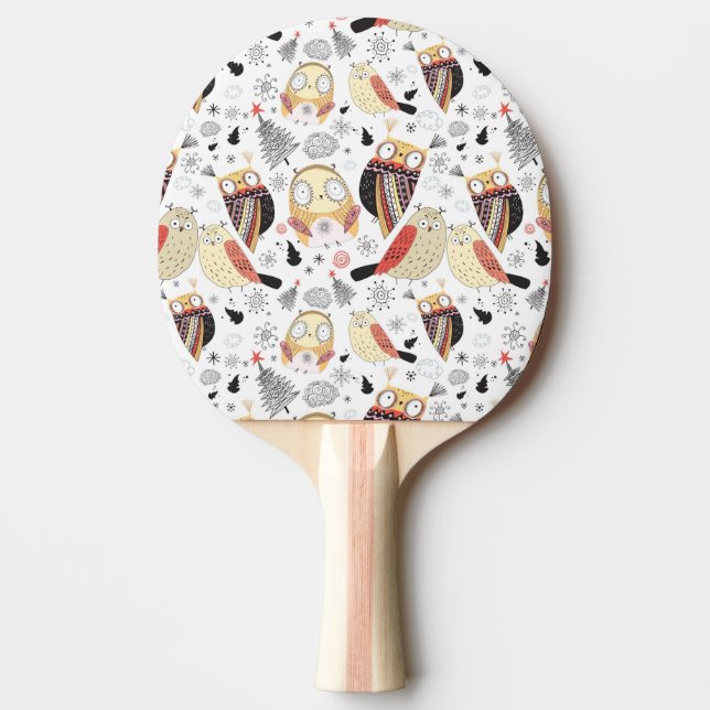 Texture funny owl ping pong paddle (Front)