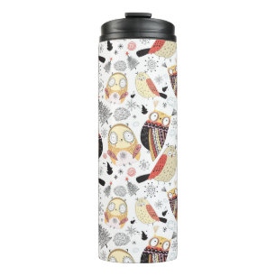 Texture funny owl thermal tumbler