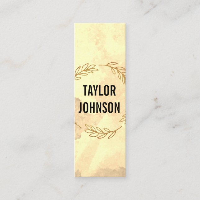 Texture / Gold Wreath / watercolor Mini Business Card (Front)