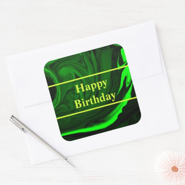 texture green malachite stone ,personalised square sticker (Envelope)