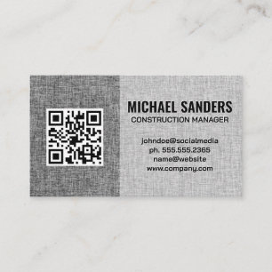 Texture Grey Fabric   QR Code Business Card