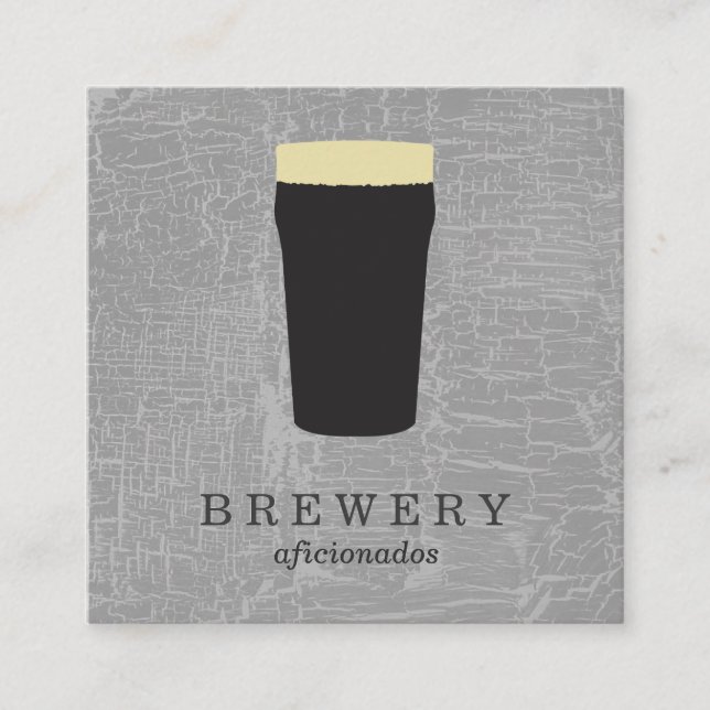 Texture Grey with Beer Glass Square Business Card (Front)