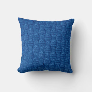 Texture knitting. Blue pullover. Pattern fabric ma Cushion