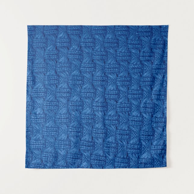 Texture knitting. Blue pullover. Pattern fabric ma Tapestry (Front)