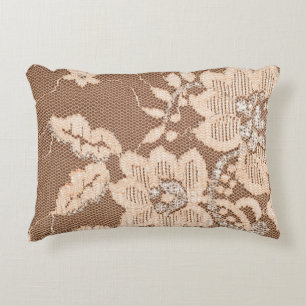 Texture lace fabric. lace on white background stud decorative cushion