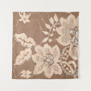 Texture lace fabric. lace on white background stud tapestry