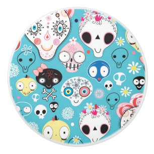 Texture laughing skull ceramic knob