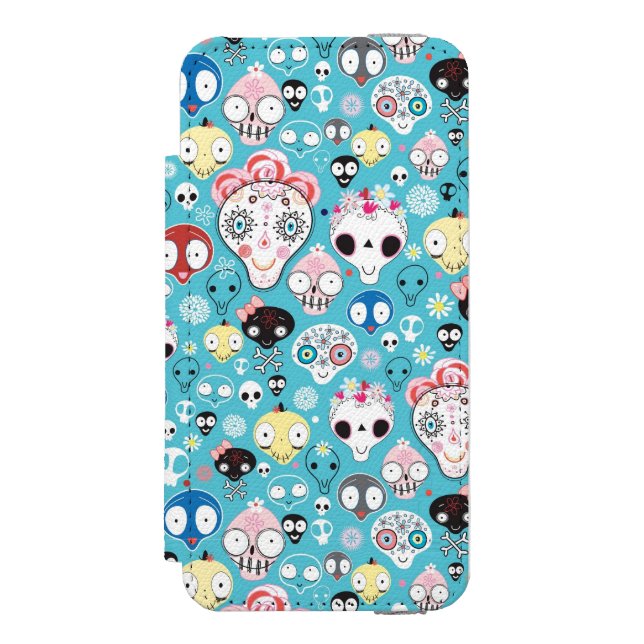 Texture laughing skull incipio iPhone wallet case (Folio Front)