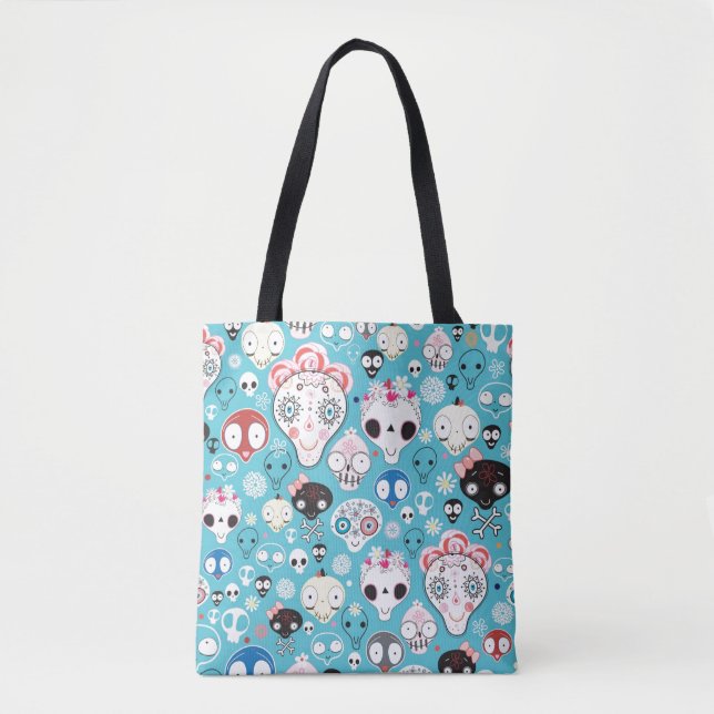 Texture laughing skull tote bag (Front)