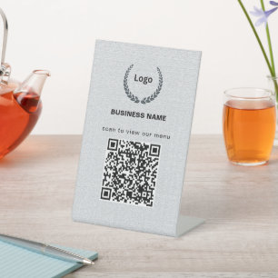 Texture Logo Restaurant Menu QR Code Business Pedestal Sign