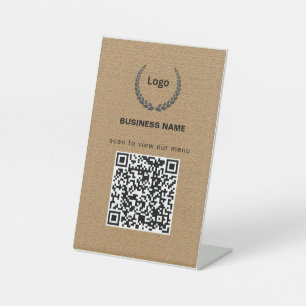 Texture Logo Restaurant Menu QR Code Business Pedestal Sign