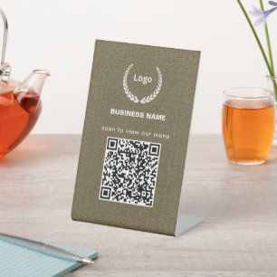 Texture Logo Restaurant Menu QR Code Business Pedestal Sign