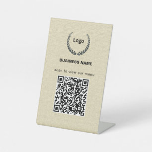 Texture Logo Restaurant Menu QR Code Business Pedestal Sign