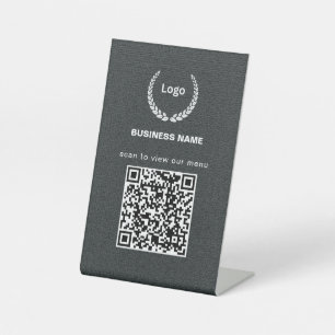 Texture Logo Restaurant Menu QR Code Business Pedestal Sign