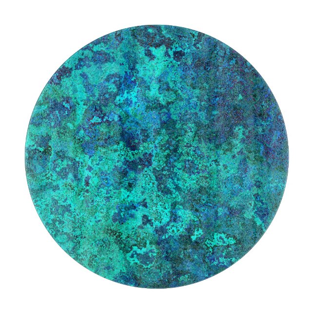 Texture marble stone blue and turquoise natural cutting board (Front)