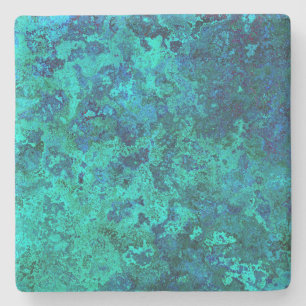 Texture marble stone blue and turquoise natural stone coaster