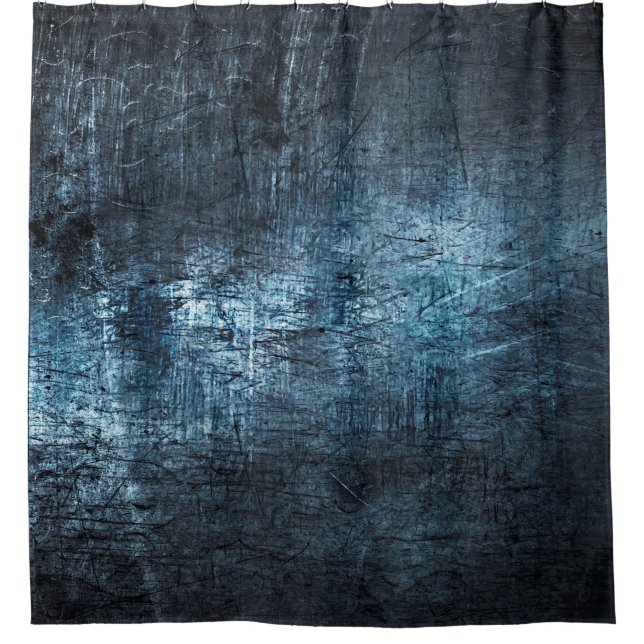 Texture metal grey blue background shower curtain (Front)