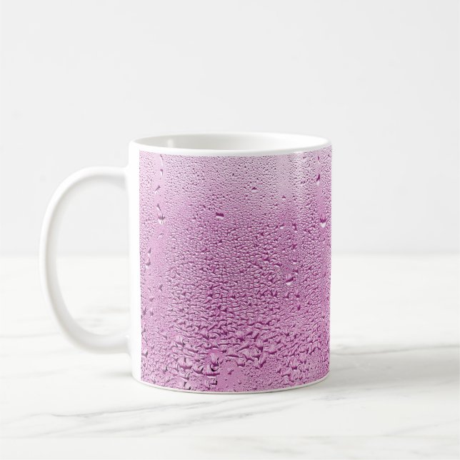 Texture of a drop of rain on a glass wet transpare coffee mug (Left)