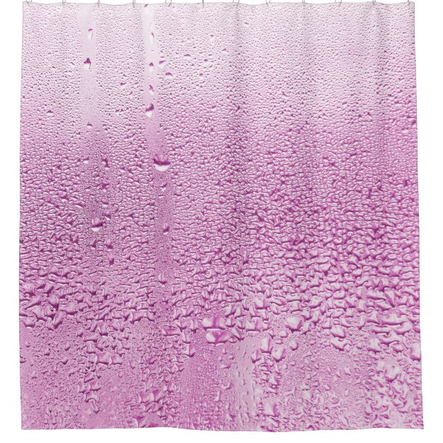 Texture of a drop of rain on a glass wet transpare shower curtain (Front)