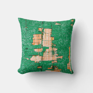 Texture of old wooden fence with shabby paint. Gre Cushion