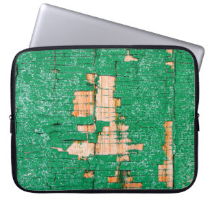 Texture of old wooden fence with shabby paint. Gre Laptop Sleeve
