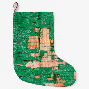 Texture of old wooden fence with shabby paint. Gre Small Christmas Stocking