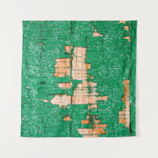 Texture of old wooden fence with shabby paint. Gre Tapestry