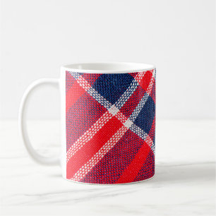 Texture of red and blue a chequered woollen fabric coffee mug