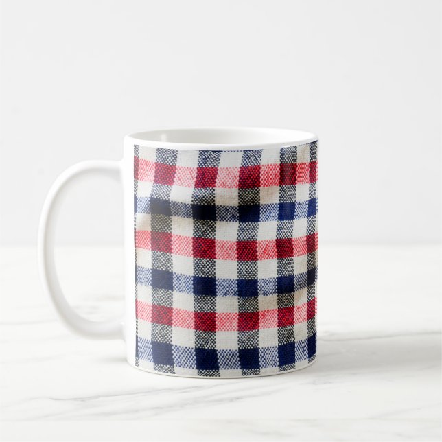 texture of Scottish cloth, square cotton fabric ba Coffee Mug (Left)