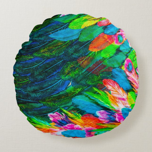 texture of silk fabric. background. colourful fair round cushion (Front)