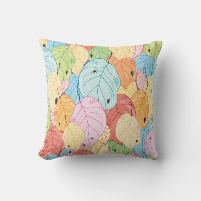 texture of the bright coloured leaves cushion (Front)