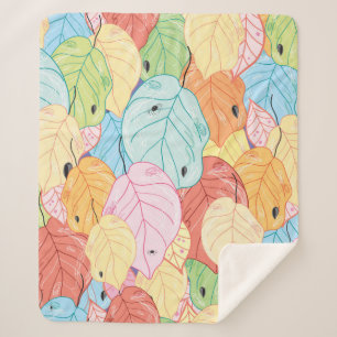 texture of the bright coloured leaves sherpa blanket