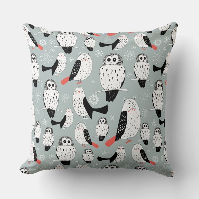 Texture Of White Owls Cushion (Front)