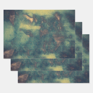 Texture Rustic Vintage Green Brown Teal Abstract Wrapping Paper Sheet