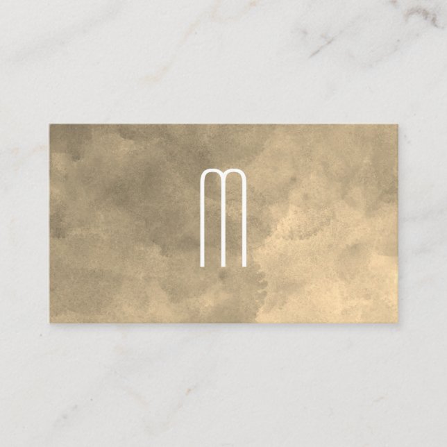 Texture Sepia Watercolor Monogram Business Card (Front)
