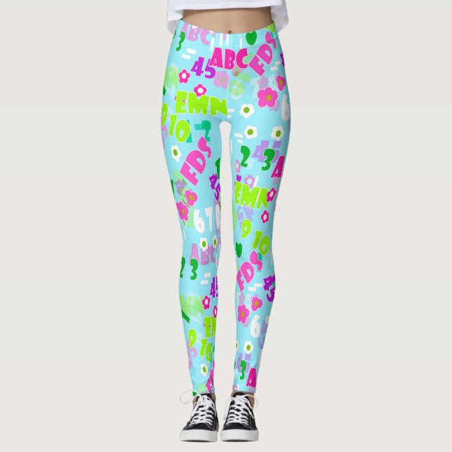 Texture teaching mathematics physics study school leggings (Front)