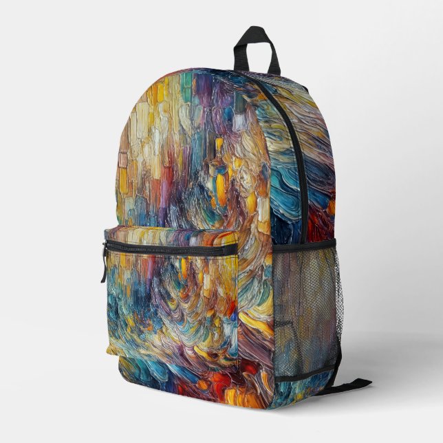 Texture Thick Paint Abstract Printed Backpack (Back Corner Right)