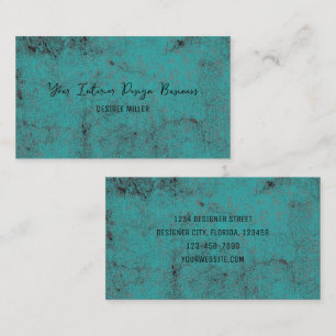 Texture Vintage Teal Black Chic Designer Business Card