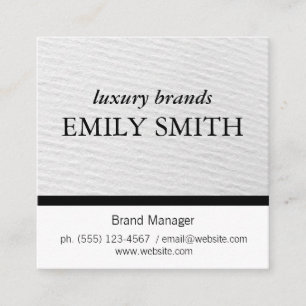 Texture / White Black Accent Variation Square Business Card