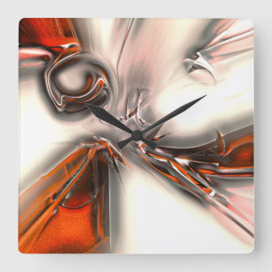 Texture with intense orange and pearly or metallic square wall clock