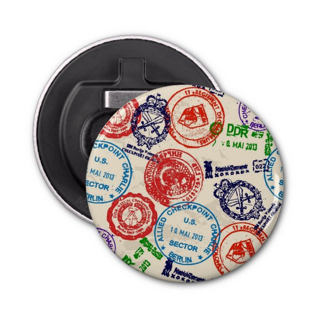 Texture with real stamps. bottle opener (Front)